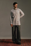 Grey Embroidered Gandoura Striped Shirt