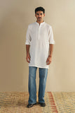 White Seer-sucker Short Kurta