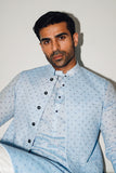 BLUE BLOCK PRINT WAISTCOAT