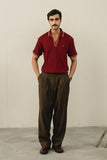 Red Textured Polo Shirt