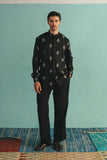 Black Embroidered Cord Set