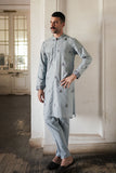 DUSTY BLUE COTTON SLUB KURTA TROUSER